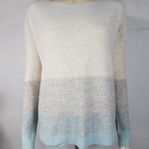 Vince beige gray blue striped 100% Cashmere boat neck pullover sweater ladies XS